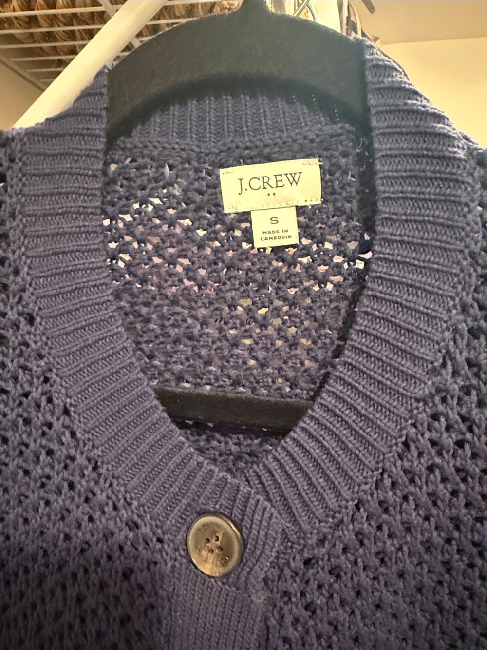 J. Crew Navy Open-Knit Button Cardigan small new - Picture 2 of 3